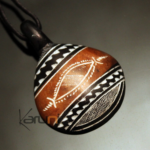 Ethnic Tuareg Jewelry Necklace Pendant Soap Stone Engraved 65 Niger Drop