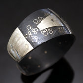 African Bracelet Ethnic Jewelry Mix Silver Horn Large Engraved Plate Filigree from Mauritania 22 b