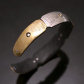 African Bracelet Ethnic Jewelry Silver Mix Horn Bronze Engraved Plate from Mauritania 01 b