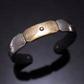 African Bracelet Ethnic Jewelry Silver Mix Horn Bronze Engraved Plate from Mauritania 01