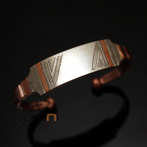 African Chain Bracelet Ethnic Jewelry Copper Mix Silver Engraved Mauritania Men Tuareg Tribe Design 13