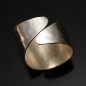  Bronze ring, solid silver bath 02 hammered