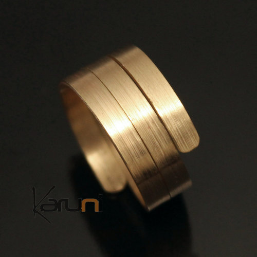 African Ethnic Jewelry Fulani Mali Fulani Ring 13 Adjustable Gilt Bronze Wide Spiral Ring Design Karuni Phalanx Ring