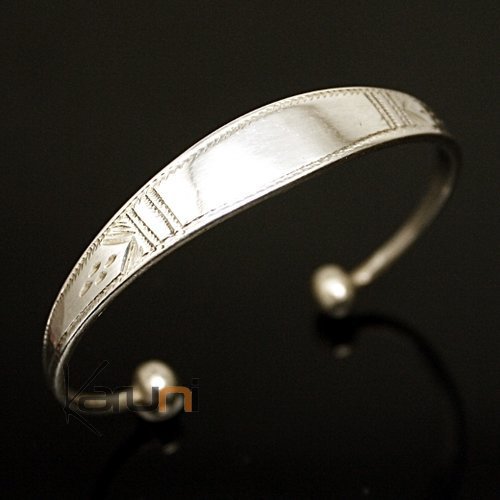 Ethnic Chain Bracelet Sterling Silver Jewelry Engraved Large Kid/Baby Tuareg Tribe Design 16