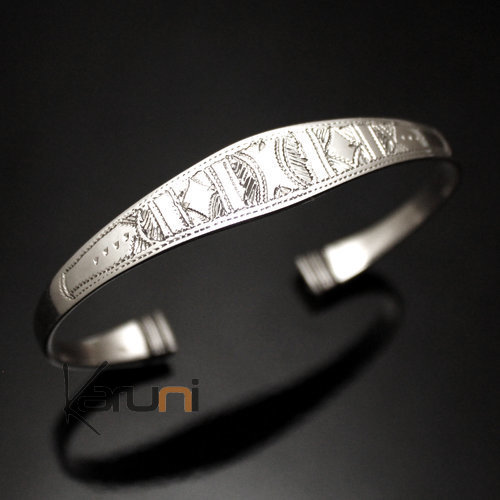 Ethnic Bracelet Sterling Silver Jewelry Large Ebony Ends Men/Women Tuareg Tribe Design 02