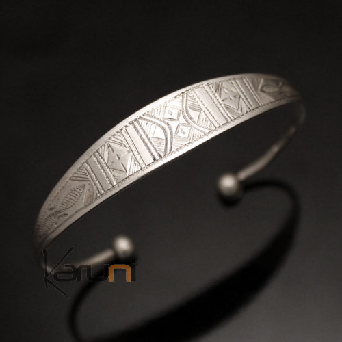 Tuareg Ethnic Jewelry Bracelet in Silver Wide Engraved Man / Woman 22