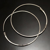Ethnic Hoop Earrings Sterling Silver Jewelry Ebony Lines Tuareg Tribe Design 14 5 cm