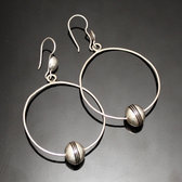 Ethnic Hoop Earrings Sterling Silver Jewelry Thin Ebony Beads Tuareg Tribe Design 36