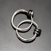 Ethnic Hoop Earrings Sterling Silver Jewelry Ebony Bead Tesibit Tuareg Tribe Design 09 2 cm