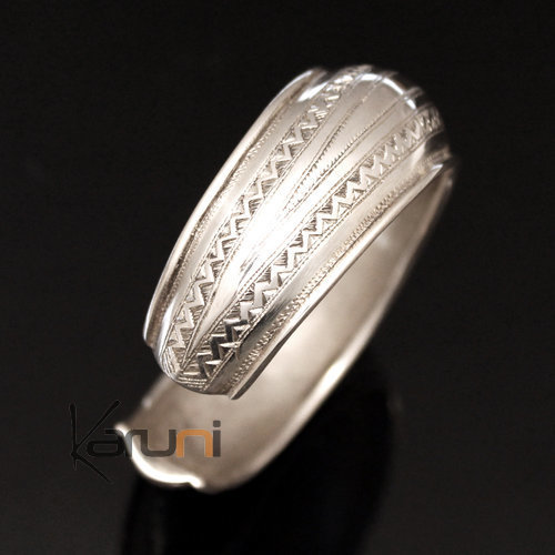 Ethnic Bracelet Sterling Silver Jewelry Large Rounded Engraved Tuareg Tribe Design 05