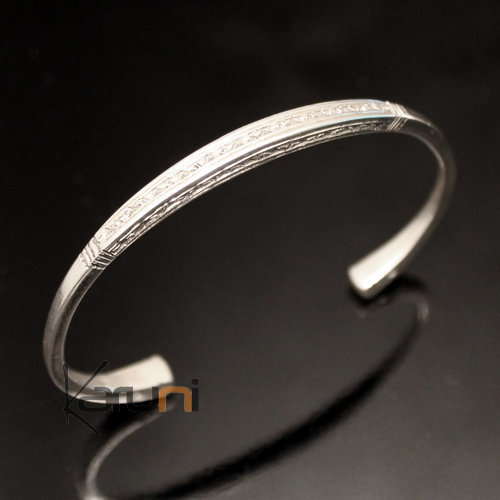 Ethnic Bracelet Sterling Silver Jewelry Engraved Square Men/Women Tuareg Tribe Design 01