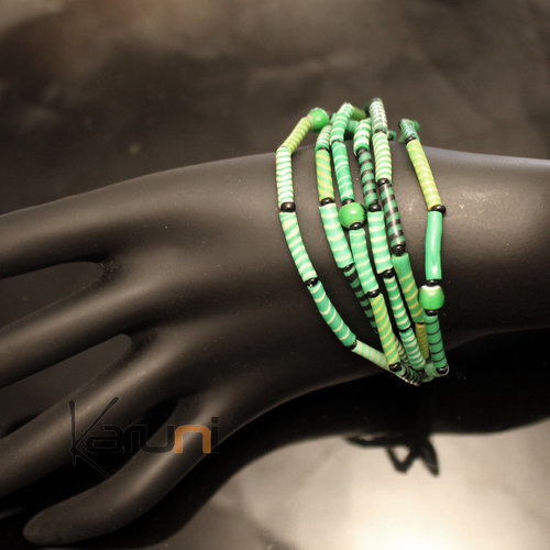 Flip Flop Ethnic African jewelry Plastic Bracelets Jokko Beads Recycled Green