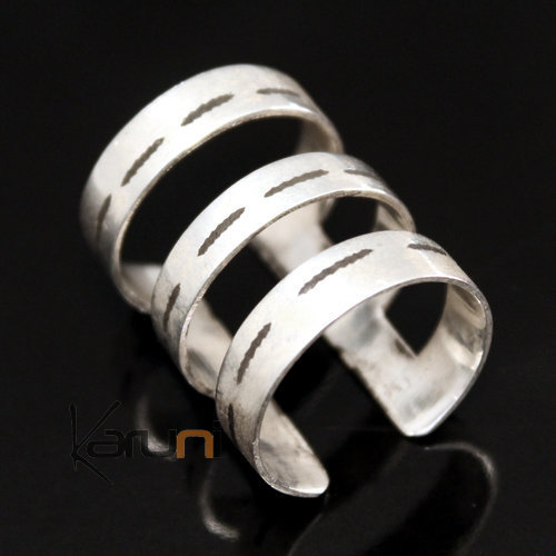 Silver Ring Triple Ring Adjustable Flat Design 01 Inspiration Karuni