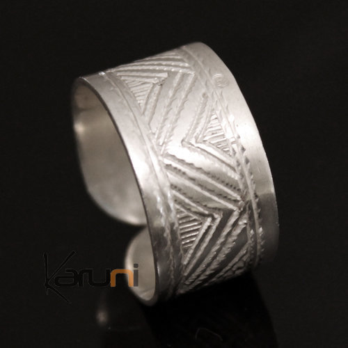 Ethnic Engagement Ring Wide Band Wedding Jewelry Sterling Silver Semi-large Men/Women Tuareg Tribe Design 03 b
