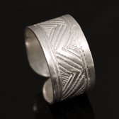 Ethnic Engagement Ring Wide Band Wedding Jewelry Sterling Silver Semi-large Men/Women Tuareg Tribe Design 03 b