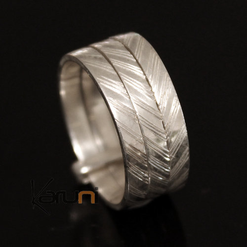 Ethnic Jewelry Ring Sterling Silver 3 Bands Inlays Men/Women Tuareg Tribe Design KARUNI