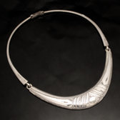 Silver Necklace Torque Large Engraved Articulated 03