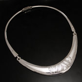 Ethnic Choker Necklace Sterling Silver Jewelry Engraved Large Articulated Torque Tuareg Tribe Design 04