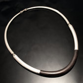Ethnic Choker Necklace Jewelry Sterling Silver Ebony Smooth Round Torque Tuareg Tribe Design 04