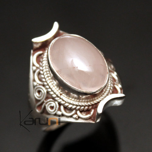 Nigerian Pink Quartz Silver Ring