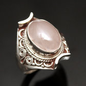 Silver Pink Quartz Nepalese ring