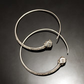 Ethnic Hoop Earrings Sterling Silver Jewelry Tesibit Engraved Balls Tuareg Tribe Design 12 5 cm