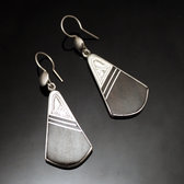 Ethnic Earrings Sterling Silver Jewelry Ebony Engraved Filigree Triangle Tuareg Tribe Design 104