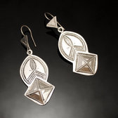 Ethnic Earrings Sterling Silver Jewelry Big Engraved Pendant Tuareg Tribe Design 93