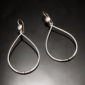 Ethnic African Earrings Sterling Silver Jewelry Big Ebony Drop Thin Lines Tuareg Tribe Design 117