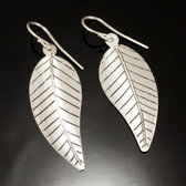 Ethnic African Earrings Sterling Silver Jewelry Smooth Leaf Lines Tuareg Tribe Design 131