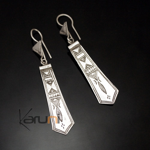Ethnic African Earrings Sterling Silver Jewelry Small Engraved Celebra Tuareg Tribe Design 146