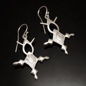 Ethnic Southern Cross Earrings Sterling Silver Jewelry from Agadez Niger Tuareg Tribe Design 151