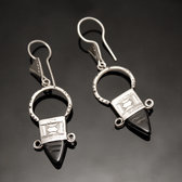 Ethnic Southern Cross Earrings Sterling Silver Thin Jewelry from Ingall Niger Black Tuareg Tribe Design 11