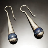 Ethnic Drop Earrings Sterling Silver Jewelry Long Bead Lapis Lazuli Tuareg Tribe Design 49