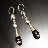 Ethnic Drop Earrings Sterling Silver Jewelry Long Faceted Amethyst Tuareg Tribe Design 54