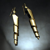 Fulani Earrings Golden Bronze Ribbons Twist African Ethnic Jewelry Mali