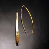 Fulani Earrings Golden Bronze Long Curved Bands African Ethnic Jewelry Mali