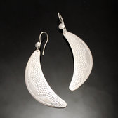 Fulani Earrings Plated Silver Long Thin Curved Leaves African Ethnic Jewelry Mali