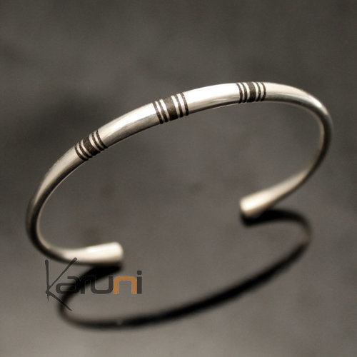 Ethnic Bracelet Sterling Silver Jewelry Ebony Round Men/Women Tuareg Tribe Design 09