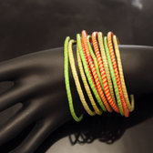 Flip Flop Ethnic African jewelry Plastic Bracelets Jokko Recycled Fair Trade Men Women Children 36 Light Green/Orange (x12) b