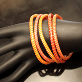 Flip Flop Ethnic African jewelry Plastic Bracelets Jokko Recycled Large Fair Trade Men Women 03 Red/Orange (x5) b