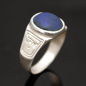 Ethnic Lapis-Lazuli Ring Sterling Silver Jewelry Round Tuareg Tribe Design 40
