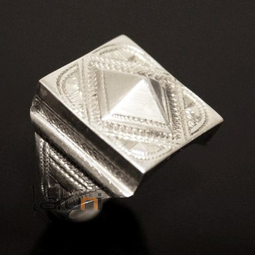 Nigerian Silver Signet Ring Diamond  02