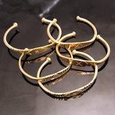 Fulani Jewelry Bracelet Bangle Traditional Golden Bronze Ethnic Large Leaf African Inspired Jewels 01 b
