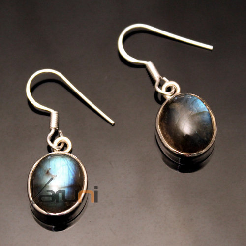 Earrings 925 Silver 103 Ovals India Stone Labradorite