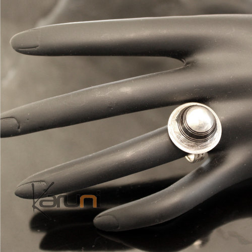 925 Silver and Ebony Ring 001 Grelot Engraved Dome