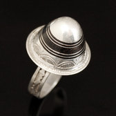 Ethnic Dome Ring Jewelry Sterling Silver Tuareg Tribe Design KARUNI  02 