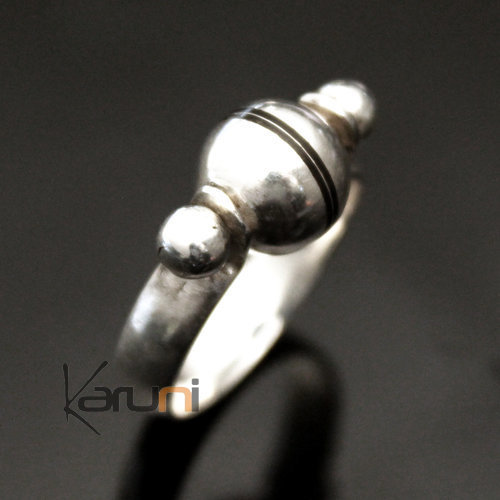  925 Silver and Ebony Ring 005 Small Spinning Top