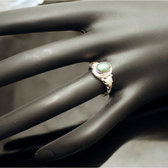 Sterling Silver Ring 925 India 08 Fine Leaf Beryl Dark Green
