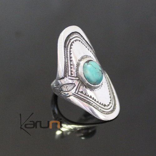 Ethnic shuttle Ring Sterling Silver Jewelry Turquoise